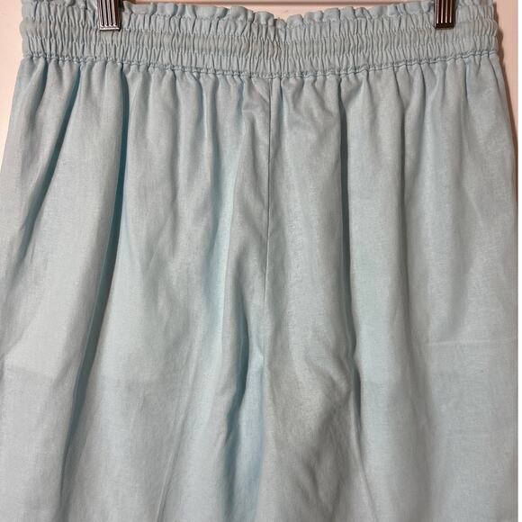 J. Crew Linen-Cotton Blend Wide-Leg Paper-Bag Pants Light Blue Sz M BG359 Casual - Picture 7 of 12